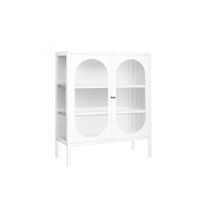 Sleek Medium-Sized 3-Tier Display Cabinet with 3-Sided Curved Wave Glass and 20 cm High Legs-6